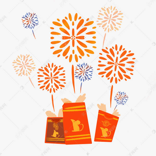 鼠年新春红包烟花喜庆