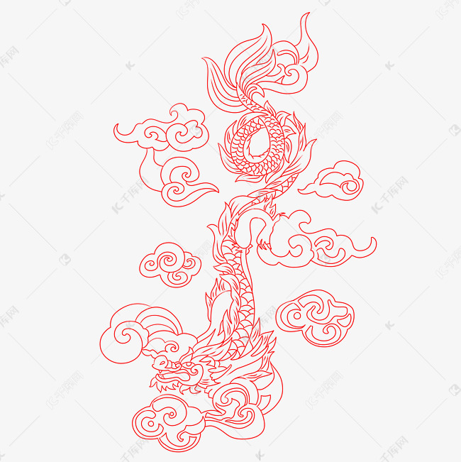 中国风红色龙纹