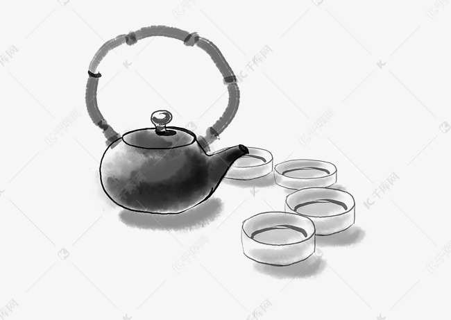 水墨古典茶具