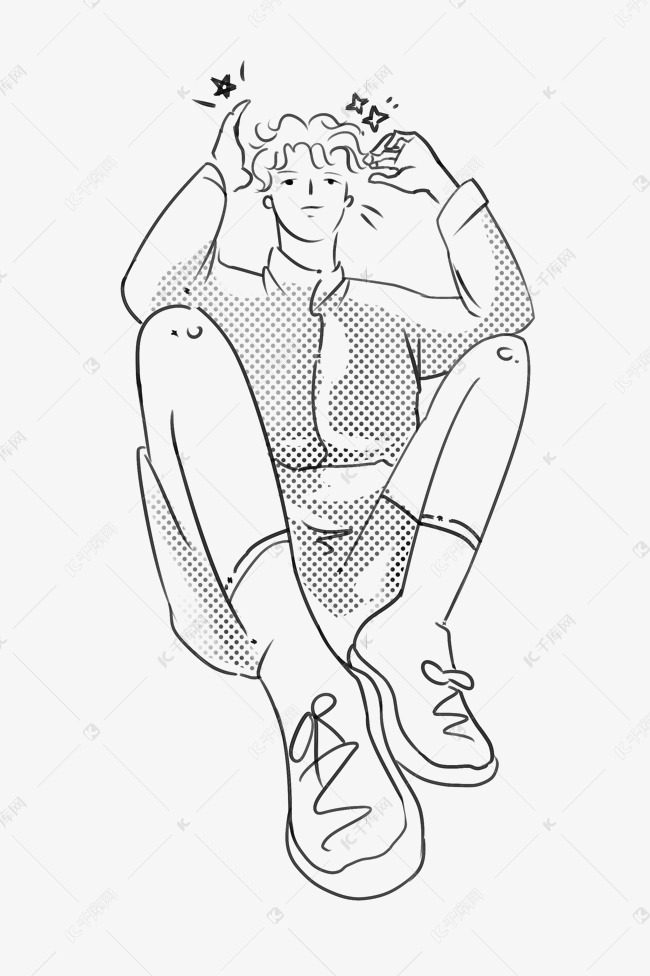 单线条模特线描线稿