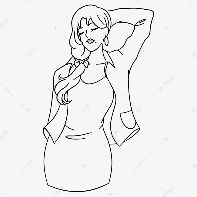 时尚帅气女郎线稿