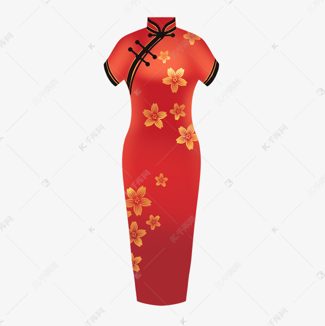 复古民国风红色旗袍服饰