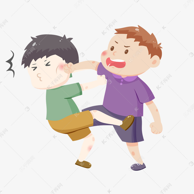 拳打脚踢打架男孩