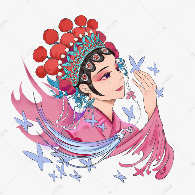 国潮川剧人物中国传统戏曲古典美人素材图片免费下载-千库网
