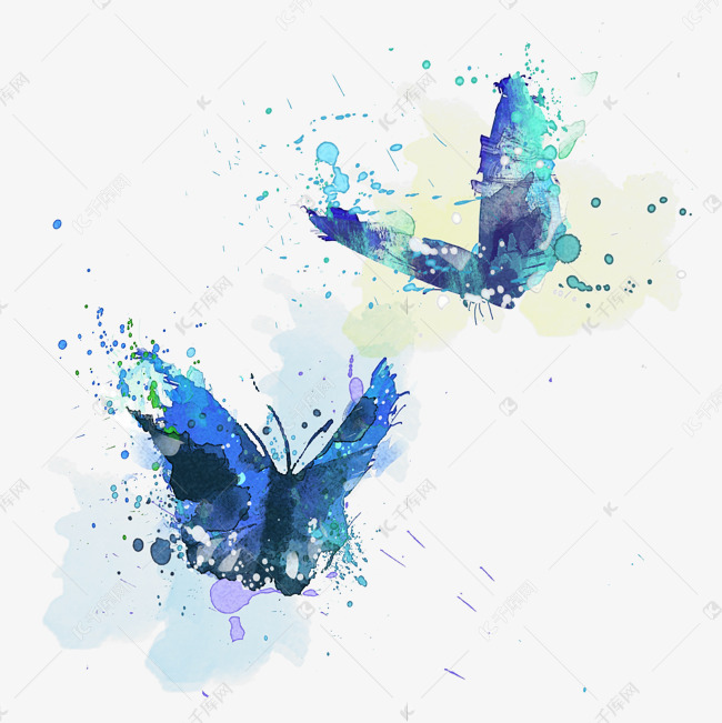 水墨墨迹水彩蝴蝶素材图片免费下载-千库网
