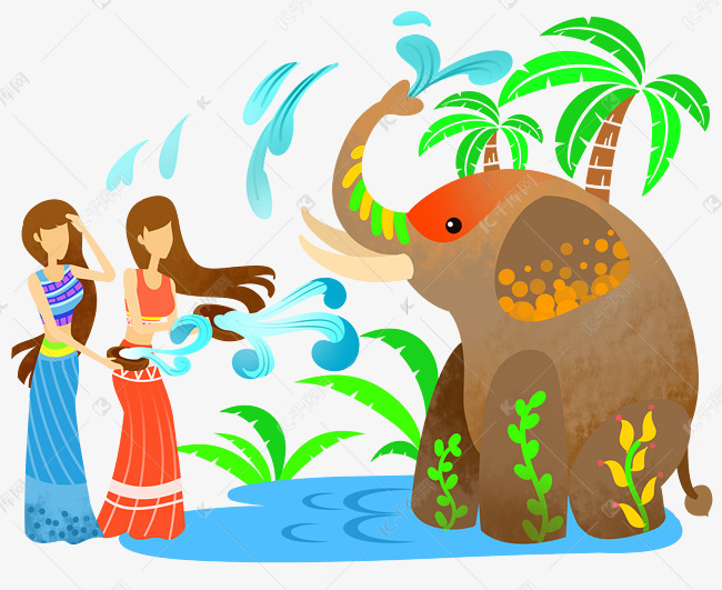 泰国泼水节简笔画图片