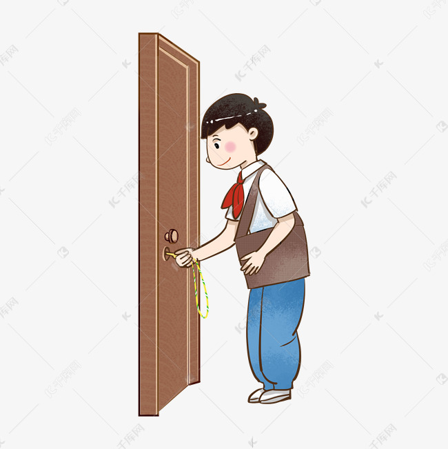 关门锁门动作用钥匙锁门