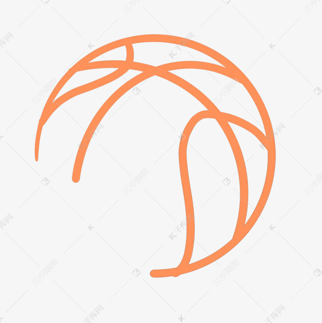 橙色线描篮球