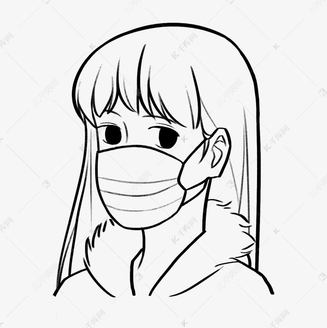 疫情戴口罩女孩