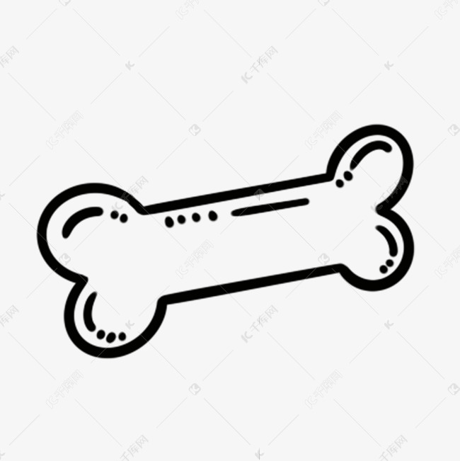 黑色线描骨头