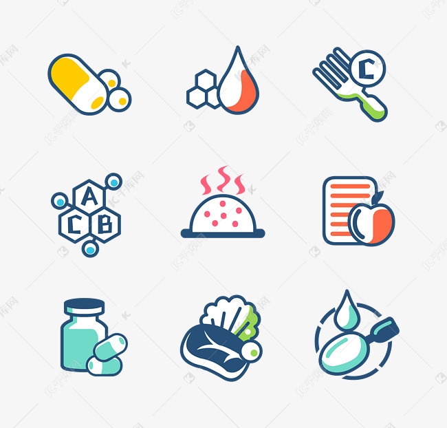 矢量营养图标彩色