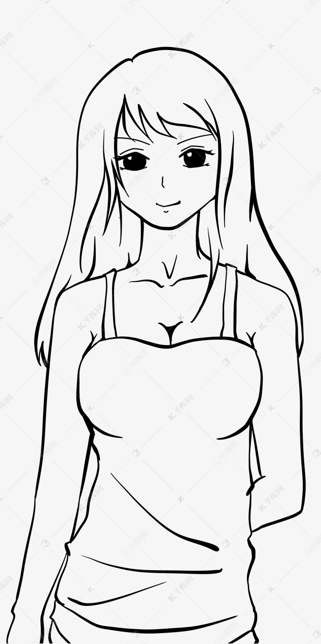 线条二次元女孩