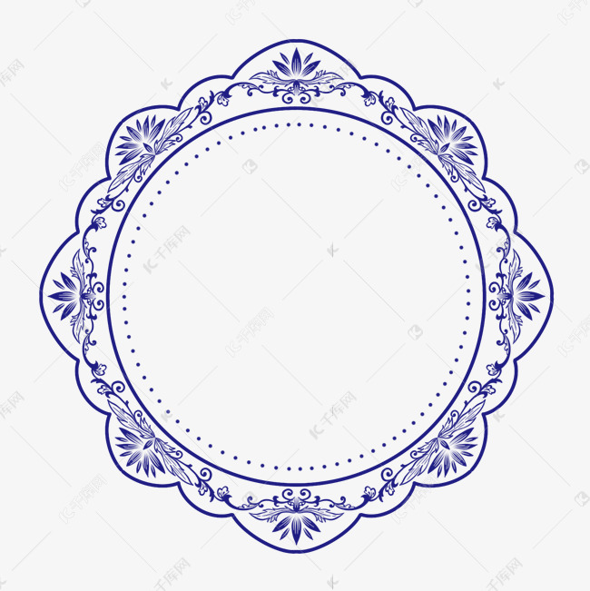 蓝色青花瓷花纹边框