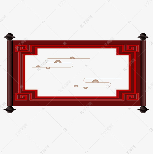 中式卷轴画轴素材图片免费下载-千库网