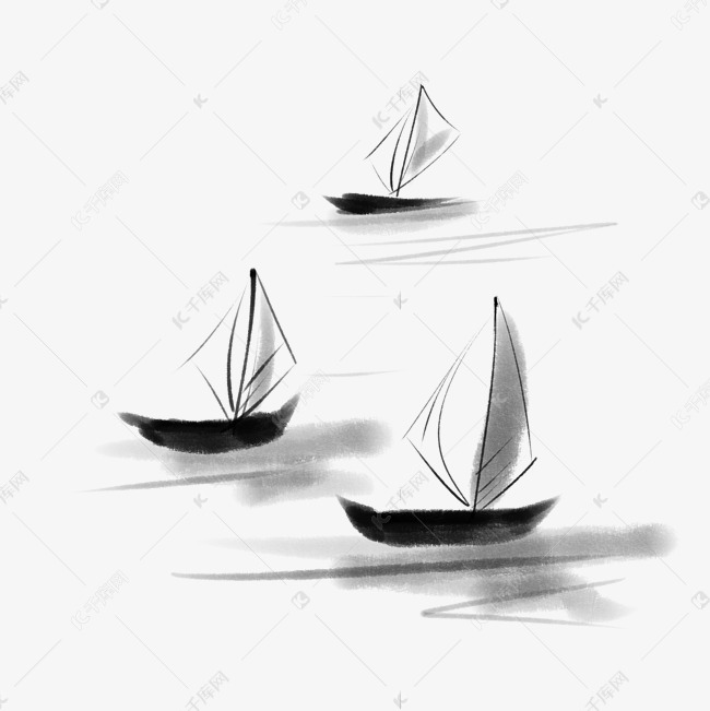 水墨帆船