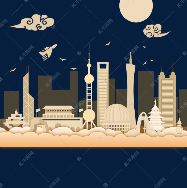 城市地标建筑剪影素材图片免费下载-千库网