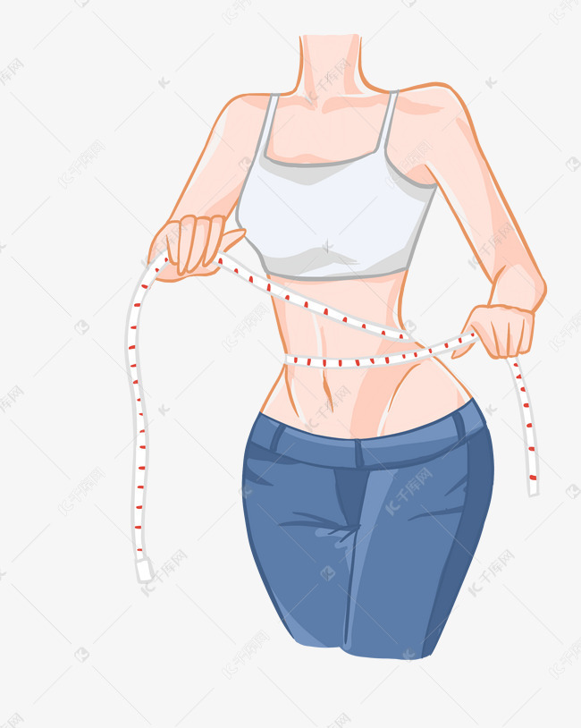 女性量腰围减肥卡通