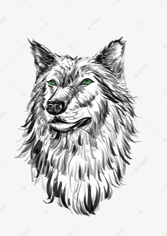 线描狼头