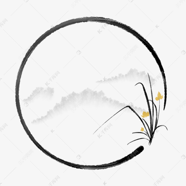 中国风水墨兰花边框