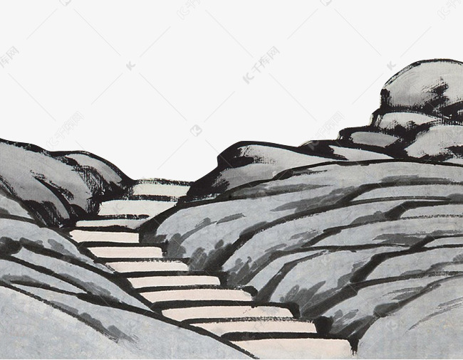 复古古风山路石头