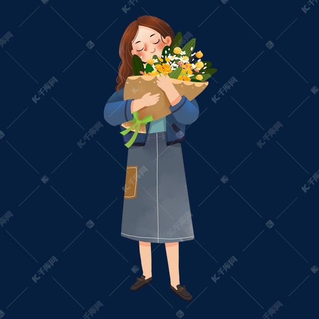 抱着 一束花女孩