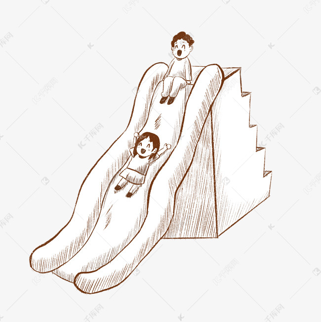 线描滑梯玩乐儿童素材图片免费下载-千库网