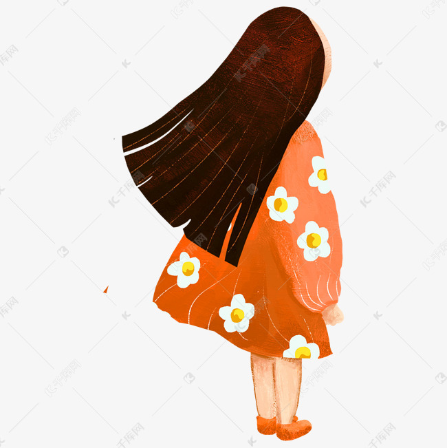 长发女孩背影