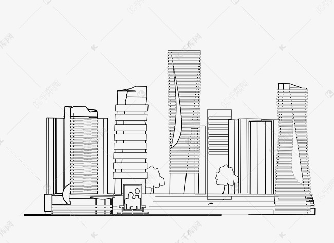 线描城市建筑