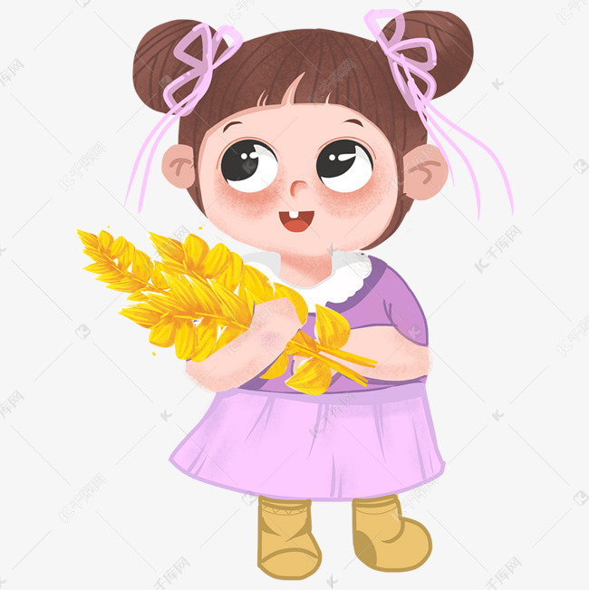 芒种抱着麦子的女孩