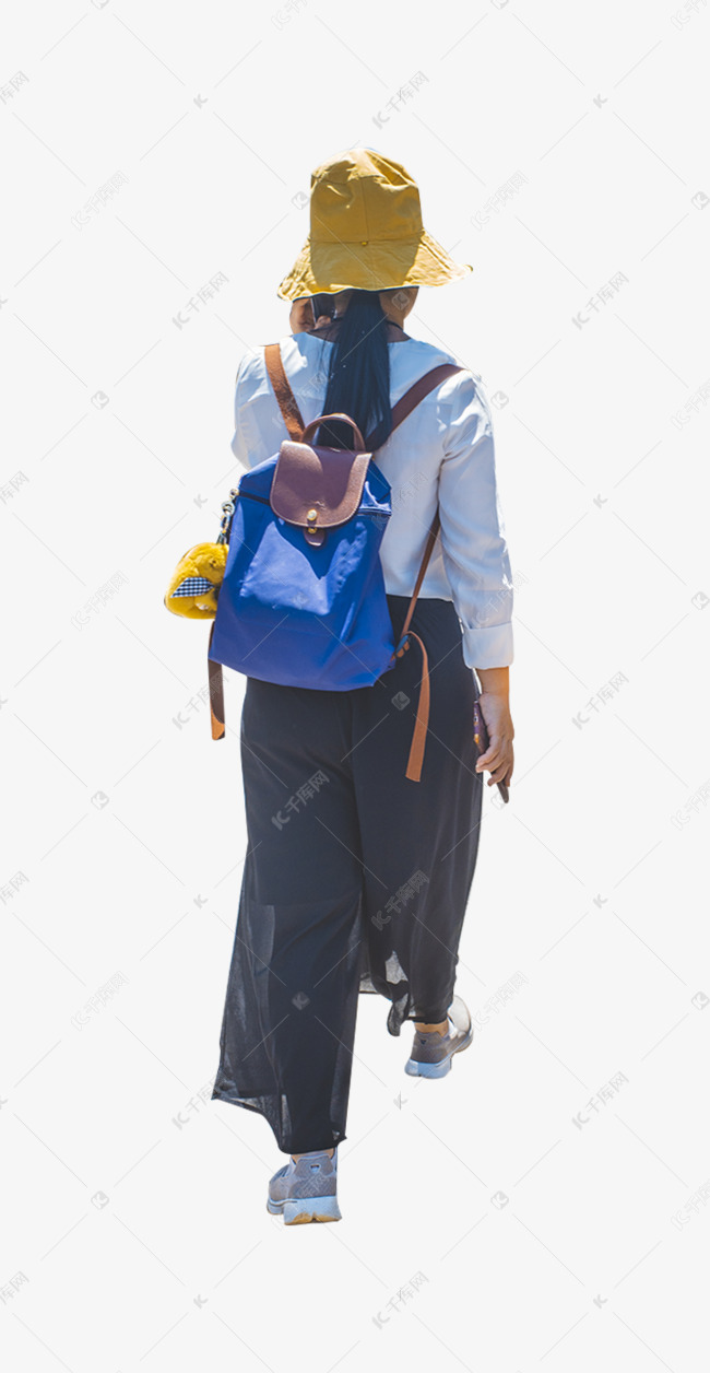 戴帽子女孩背影