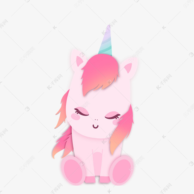 卡通可爱粉色独角兽