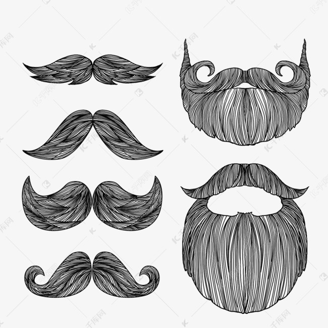 手绘线稿胡子胡须