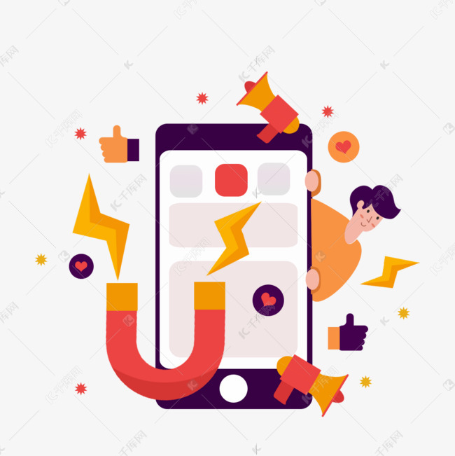 卡通手绘喇叭手机传播图