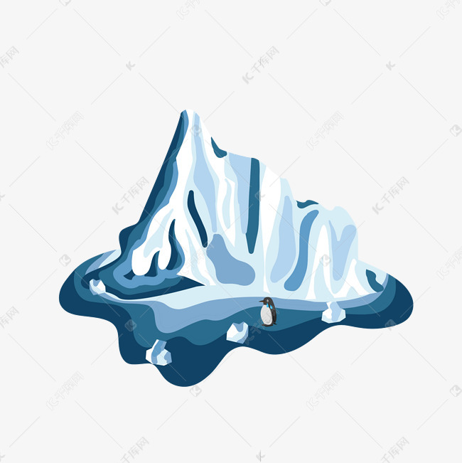 卡通手绘冰川融化元素