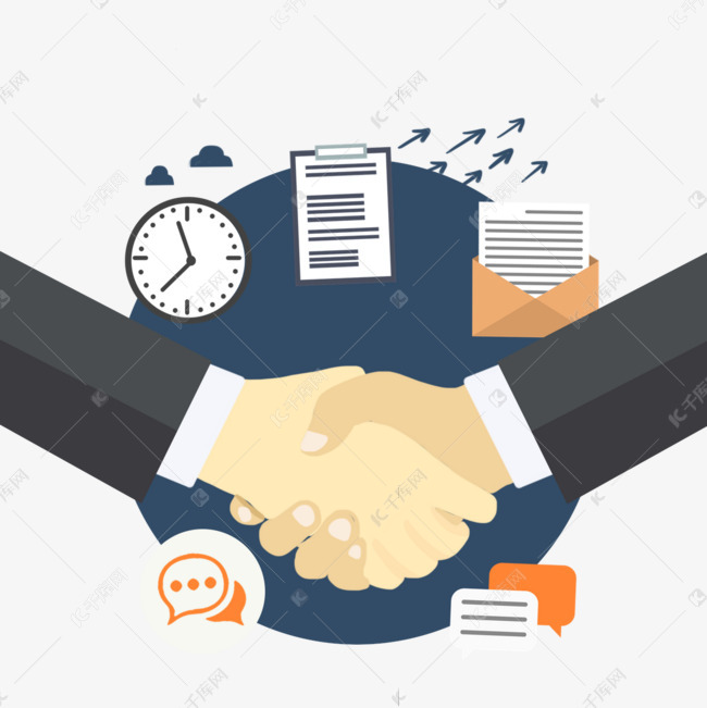 手绘商务握手素材图片免费下载 高清psd 千库网 图片编号
