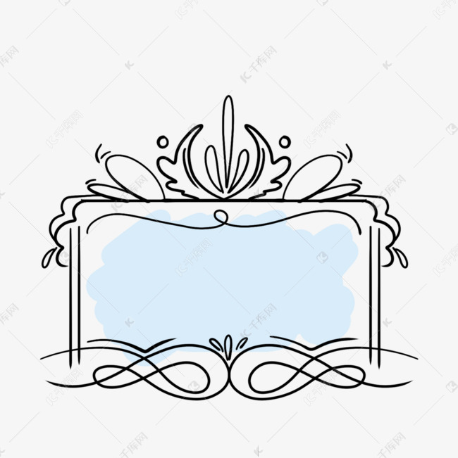 手绘欧式相框线条画框图