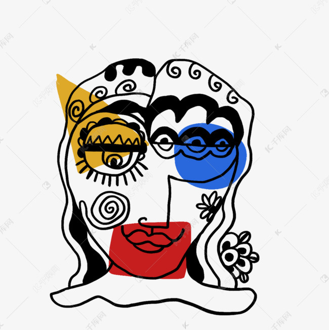 创意美丽女人抽象人物线条几何装