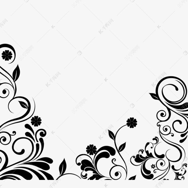 手绘创意感黑色花藤边框