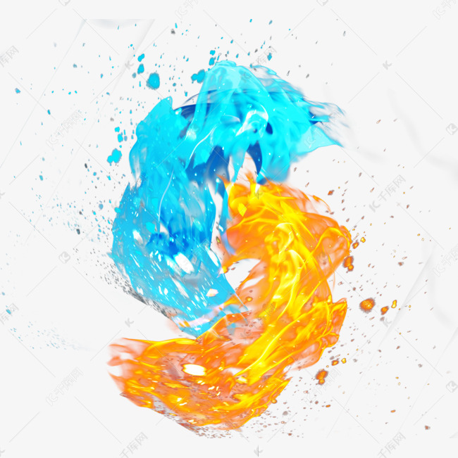 水火相交创意质感手绘元素