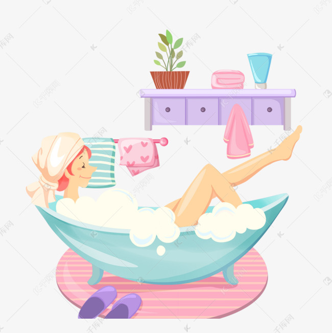 手绘浴室淋浴时尚女人