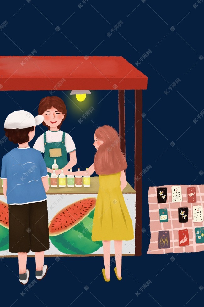 地摊经济果汁摊手机壳摊夜市场景素材图片免费下载-千库网