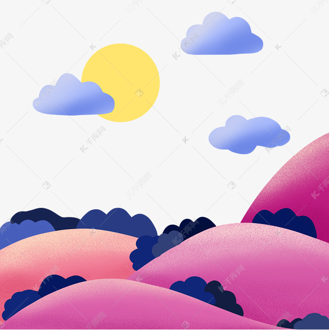 扁平风山月