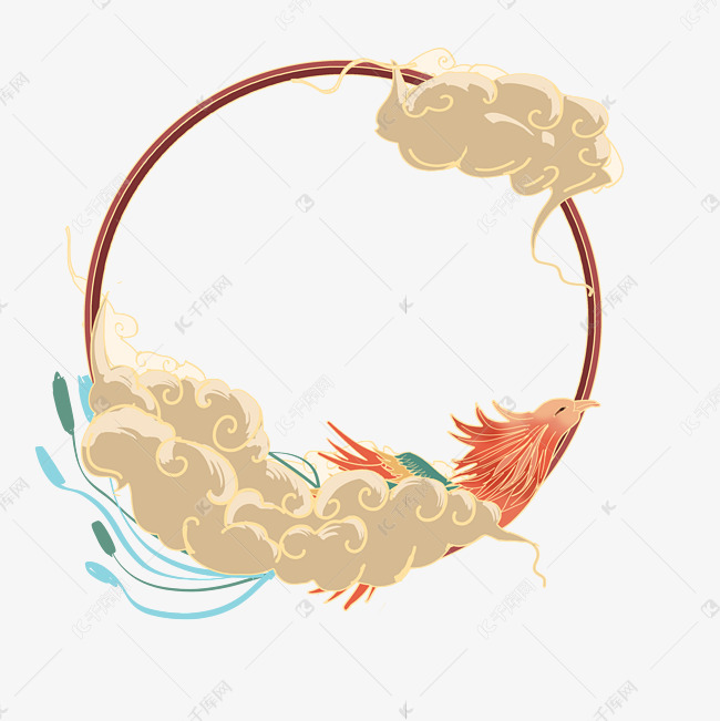 国潮 祥云凤凰边框