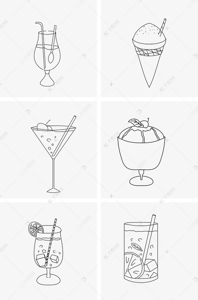 线描夏日饮品