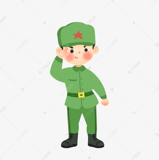 手绘敬礼士兵