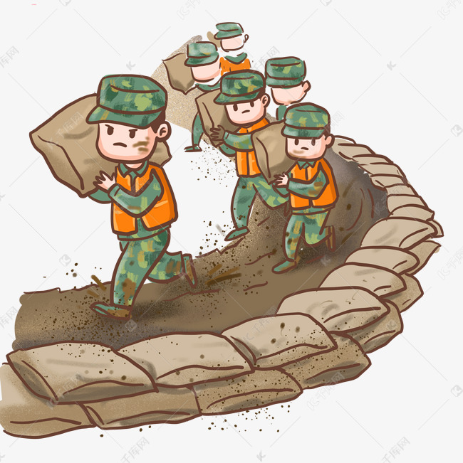 抗洪抢险搬运沙袋