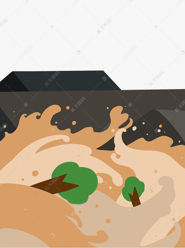 洪水淹没房子场景