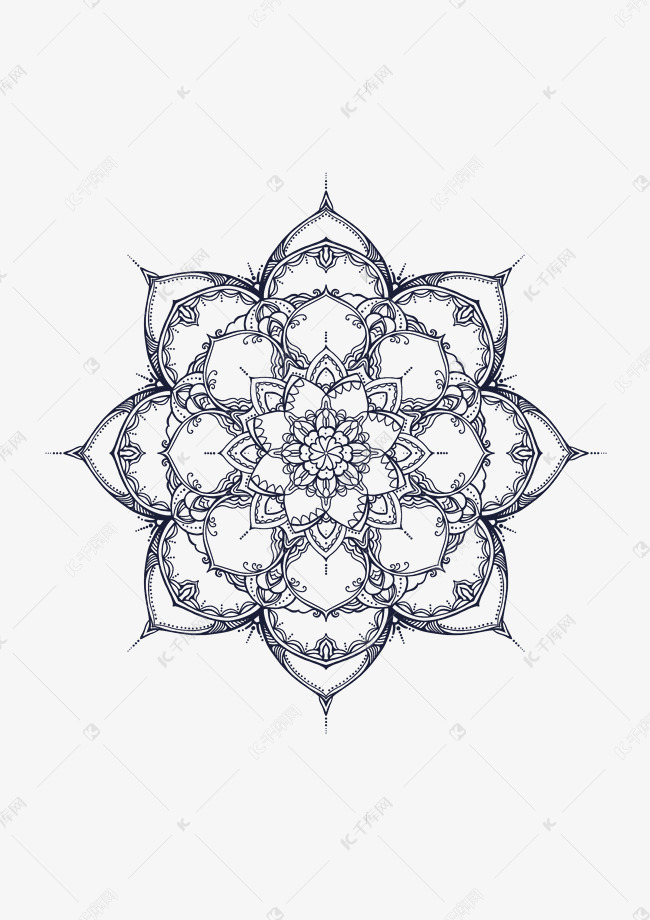 八宝莲花对称图腾纹样