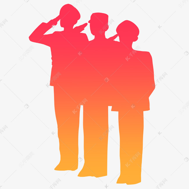 军人敬礼剪影