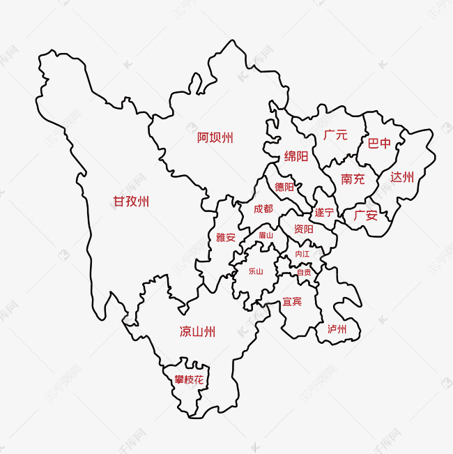 四川地图线稿图片